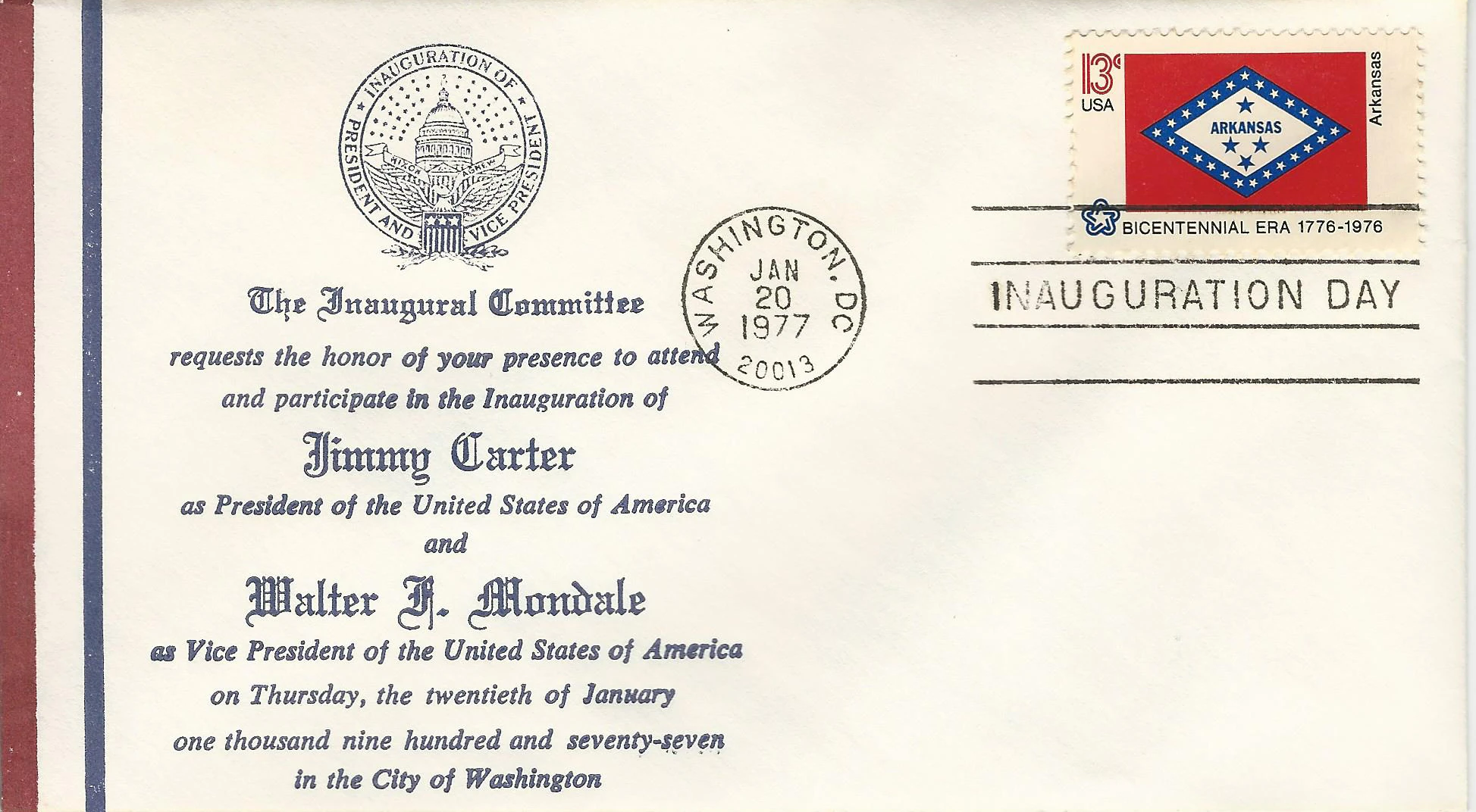 Inauguration Jimmy Carter & Walter Mondale Postmark #1:&hellip;